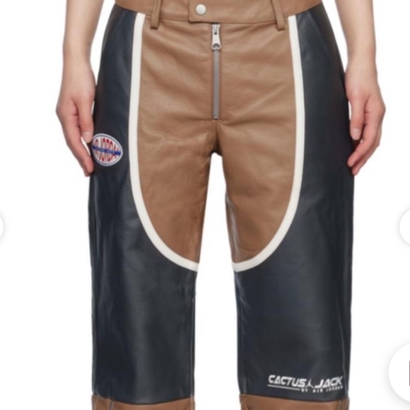 Jordan X Travis Scott Cactus Jack Leather Pants - Picture 1 of 7